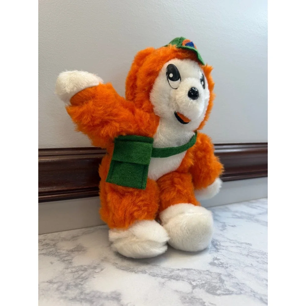 Vintage Orange White Bear Forest Ranger Scout Plush Mascot Green Hat Bag 10